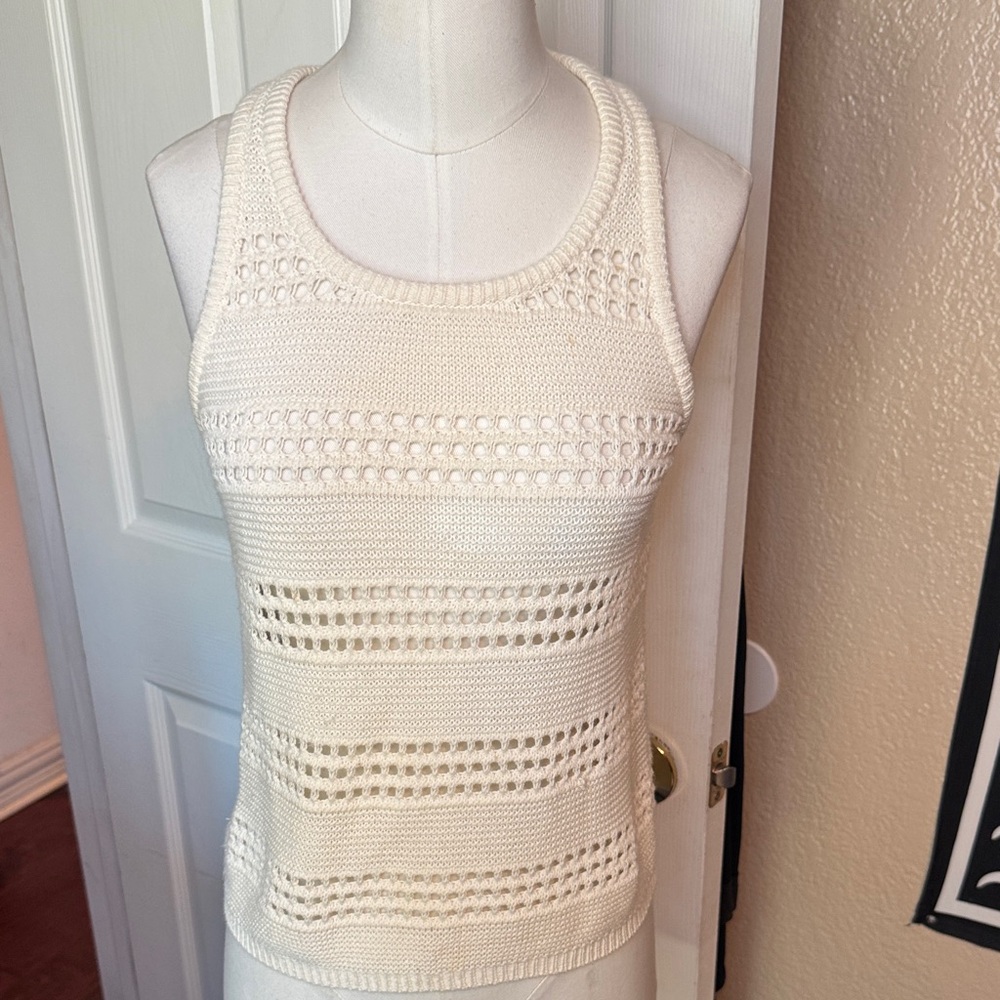 Club Monaco Textured Knit Tank Top in Cream